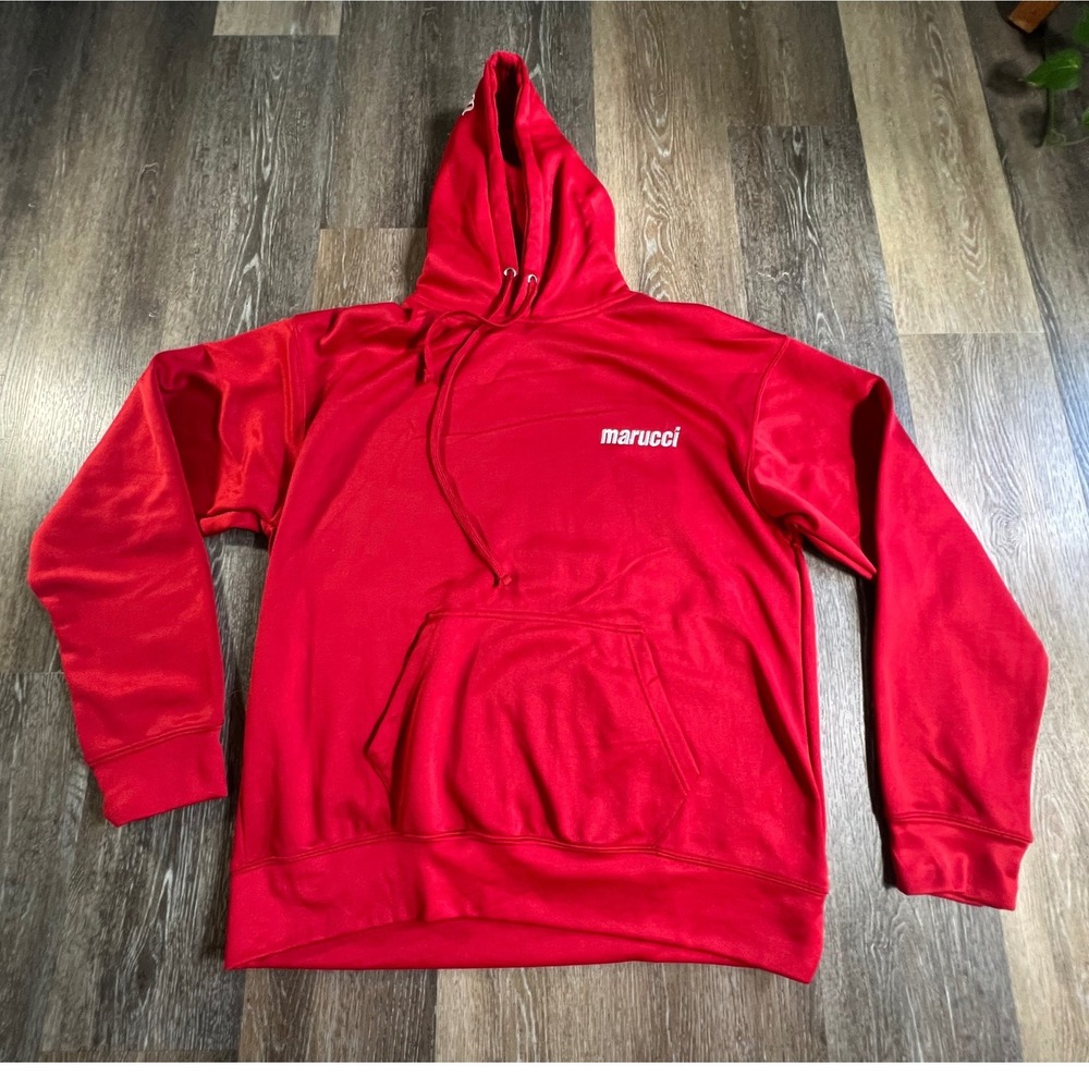 Marucci Hoodie Pullover Mens Large Red Performance Athletic Logo Sweatshirt